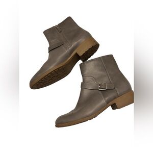 Cole Haan Huntley Waterproof  Gray Leather Moto Boots with Buckle Size 10